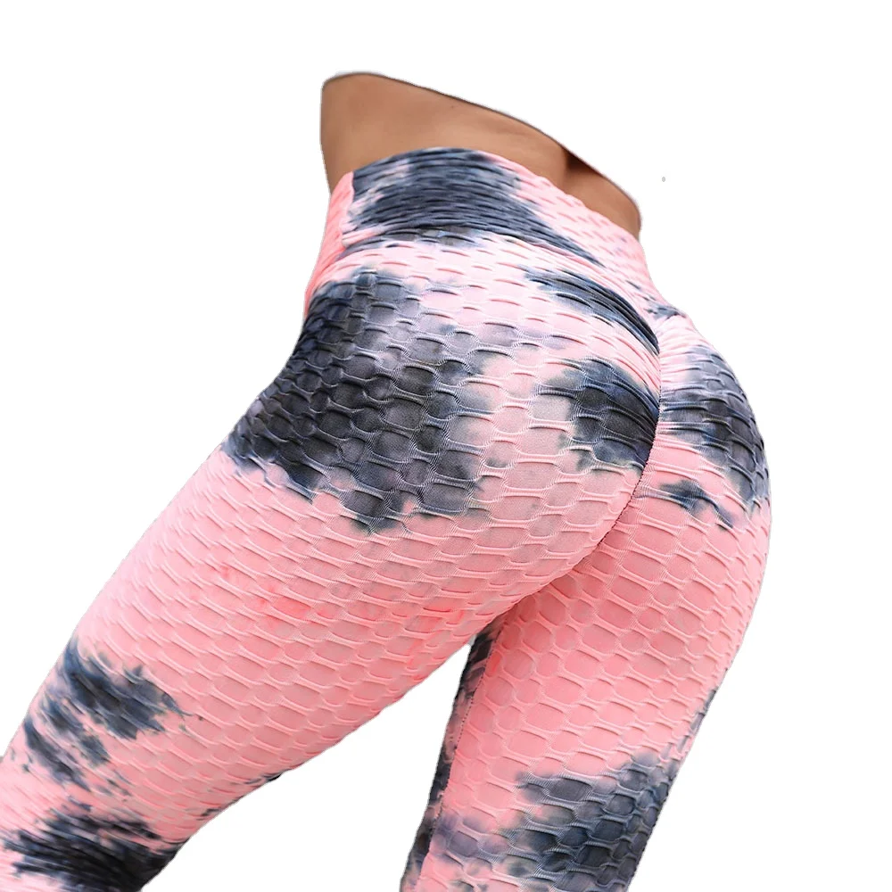 

summer hot sale high elastic and quick-drying tie dye print power yoga gym leggings high waist yoga pant