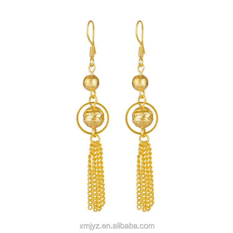 

Cross-Border Hot Style Wholesale Brass 18K Gold Plated Earrings Long Tassel Earrings Earrings Wedding Sand Gold Jewelry
