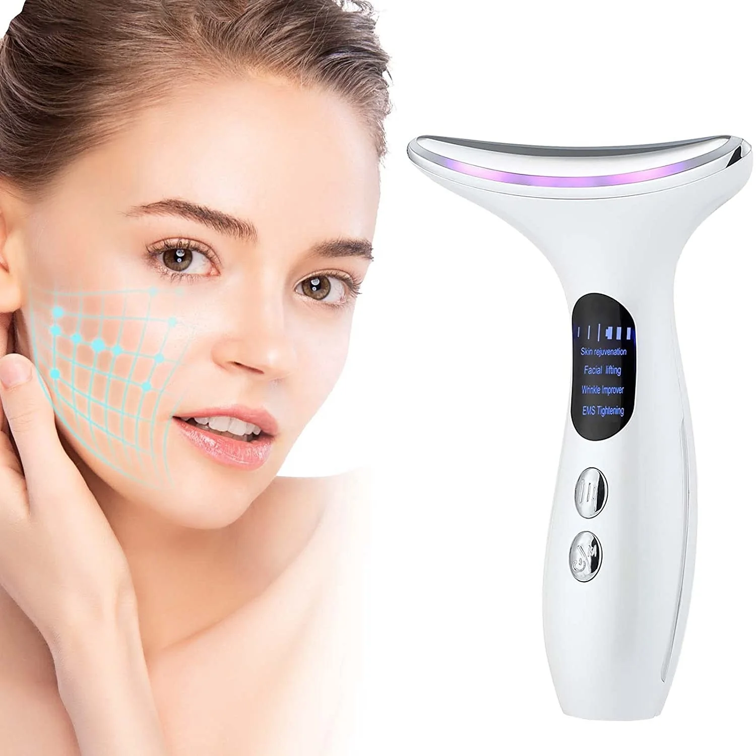

Liman skin tightening facial lift neck lift beauty device 3 colors led photon therapy face and neck lifting massager