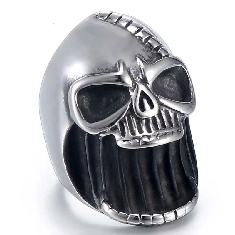 

High Quality Hot Selling Fashion Europe And America Style Jewelry Ring 316L Stainless Steel Bottle Opener Skull Rings, Silver