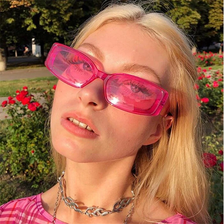 

Trendy Cheap Vintage Transparency Clear Frame Sun Glasses 2021 Women Fashion Summer Shades Sunglasses With Candy Color Lens, As show /custom colors