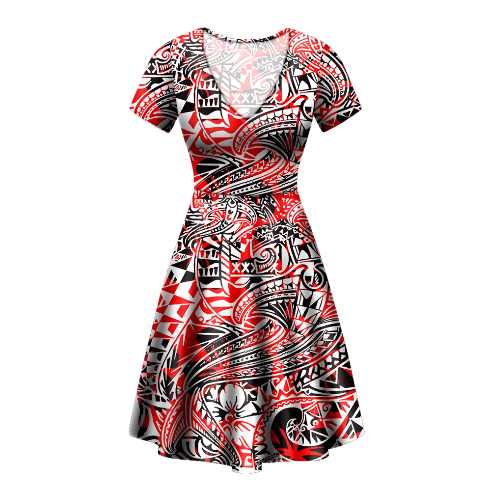

2021 Summer New Polynesian Traditional Tribal Style Print Girls' Skirts Custom Fashionable Women Plus Size Dress