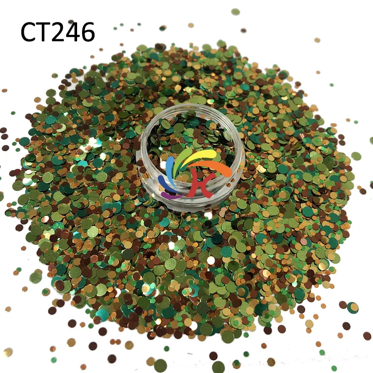 Wholesale Dots Shapes Mix Glitter Bulk Polyester Chunky Round Glitter for Nail Epoxy Tumbler Christmas Decorations