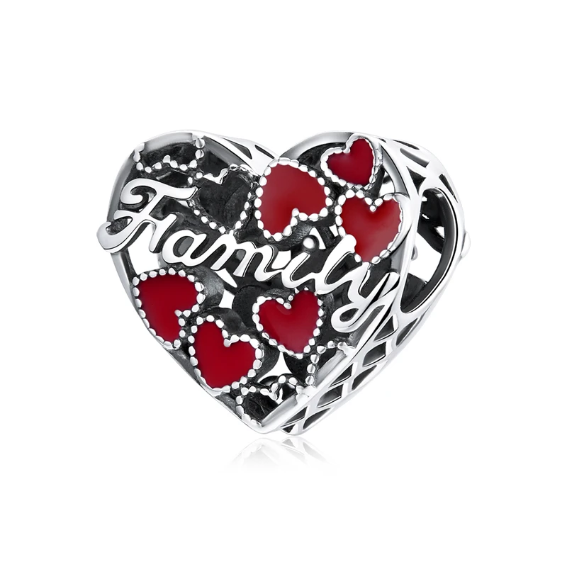

SCC1750 letter family beads for jewelry making 925 silver heart charms