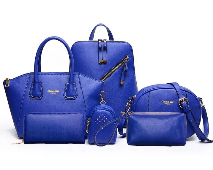 

premium pu leather high quality lady 6 in 1 handbag and backpack set