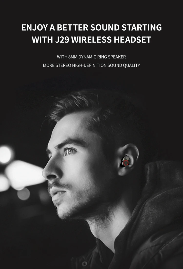 Jellico J29 Headphones BT5.0 TWS Wireless Earphones Headset Stereo Earbuds With Charging Case - ANKUX.COM