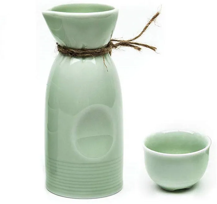 Ceramic Sake 9piece Set Japanese Sake Cup Set With Warmer Black