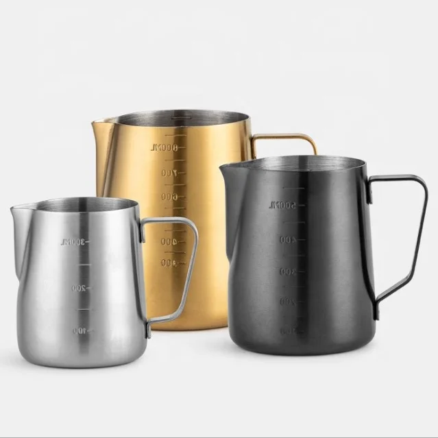 

Milk Frothing Pitcher 18/8 Stainless Steel Latte Art Creamer Cup with Measurement Scales for Espresso Machines