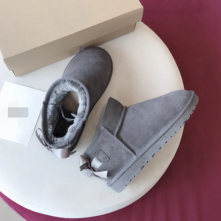 

2021 Winter New Style Mimi Snow Boots Women'S Leather Plus Velvet Thickening Ankle Boots Women Fur Uggh Short Boots