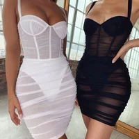 

Ruffle party dresses 2020 Latest backless spaghetti strap women night club dress