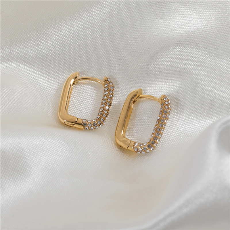 

2022 18K PVD Gold Plated Micro Pave Stainless Steel Earrings for Wholesale Tarnish Free Waterproof Fashion Jewelry