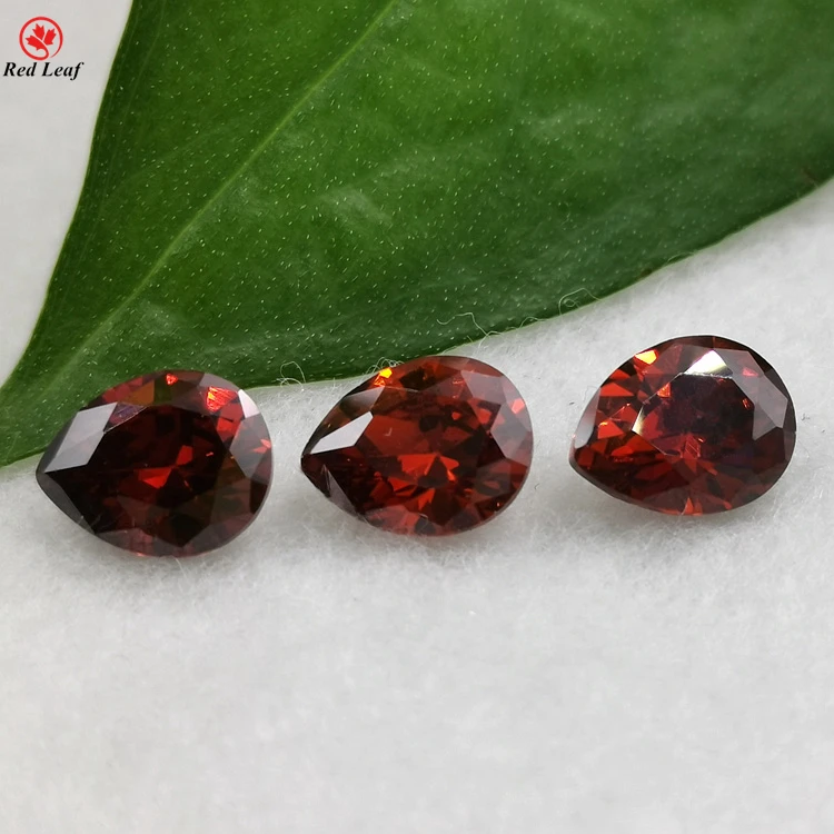 

Redleaf Jewelry Cubic Zirconia AAA D-garnet color pear cut synthetic Loose Gemstone CZ Gems
