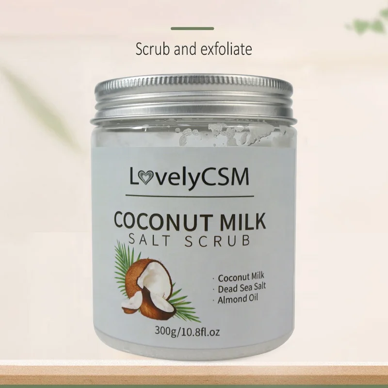 

Factory price coconut face scrub 100% pure coconut milk body scrub brightening whitening organic exfoliating coconut scrub, White