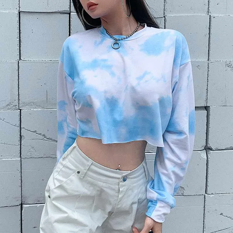 

New Arrivals O-neck Tye Dye Hoodies Women Pullover Streetwear Hoodie
