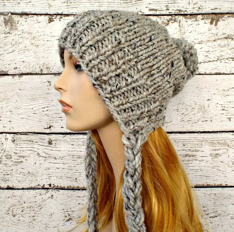

Chunky Knit Grey Charlotte Split Brim Hat, Picture