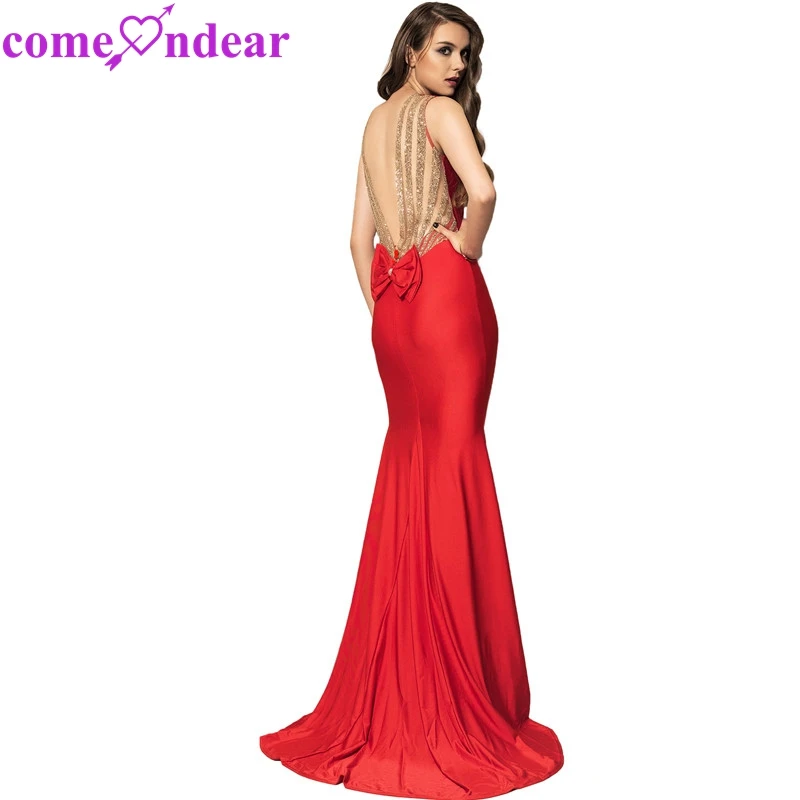 

Wholesale elegant backless dark red sequin decoration evening dress