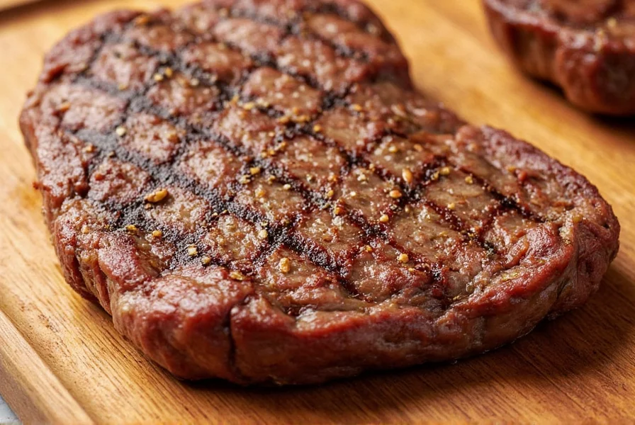 Perfectly seasoned steak ready to serve