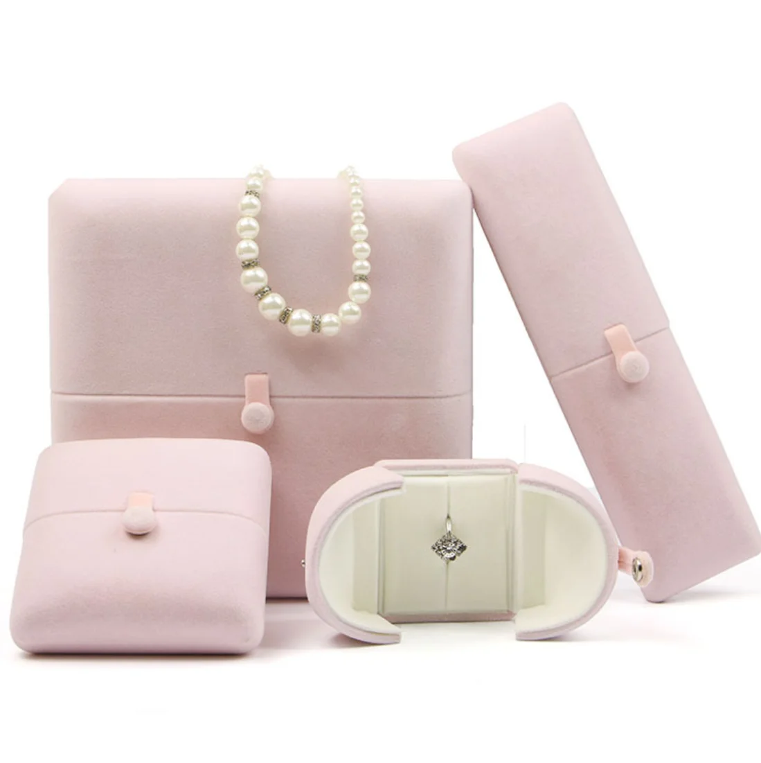 

2020 wholesale velvet custom logo printed pink jewelry boxes earring box jewelry packaging jewellery box, Blue, pink, red, brown, grey