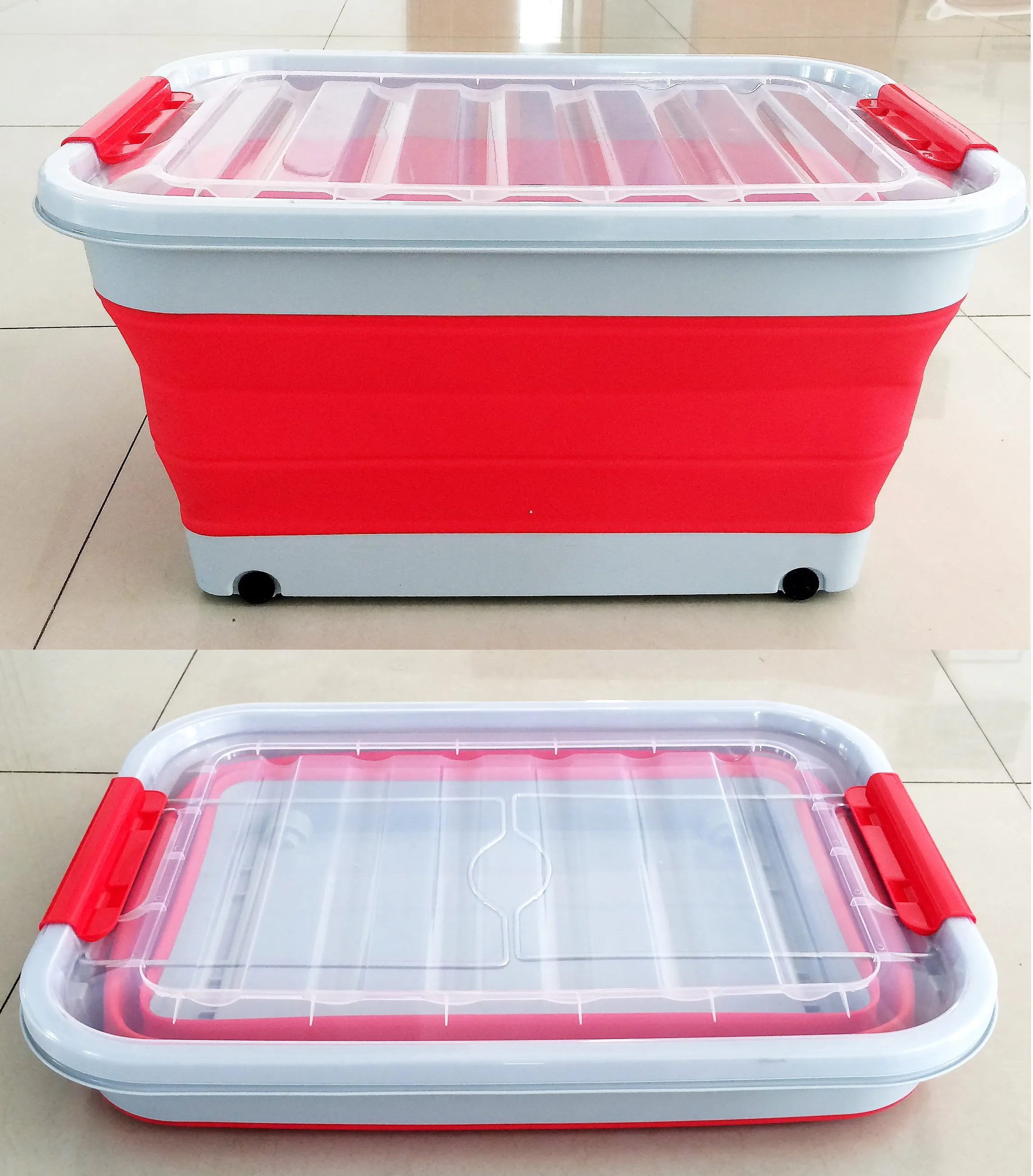 

10lL 20L 30L 45L 65L Plastic Large Foldable storage box with wheels, Customised