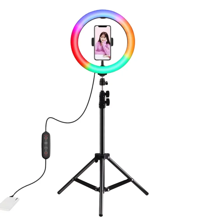 

2021 Hottest Photographic Lighting,High Power Color 26cm Marquee LED RGBWW Ring Light + 1.1m Tripod Mount