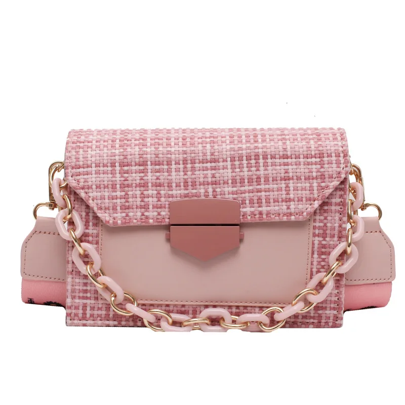 

Latest Trendy Ladies Fashion Handbags Plaid Pink Sling Girls Shoulder Bag Luxury Crossbody Women Designers Purses and Handbags, 5 colors