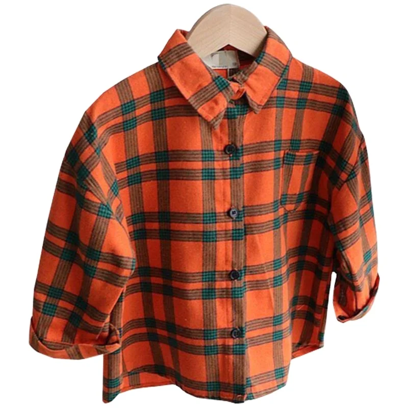 

Spring Autumn Fashion Children Casual T-shirts Korean Style Long Sleeve Breathable Shirts Plaid Classic Boy Clothing