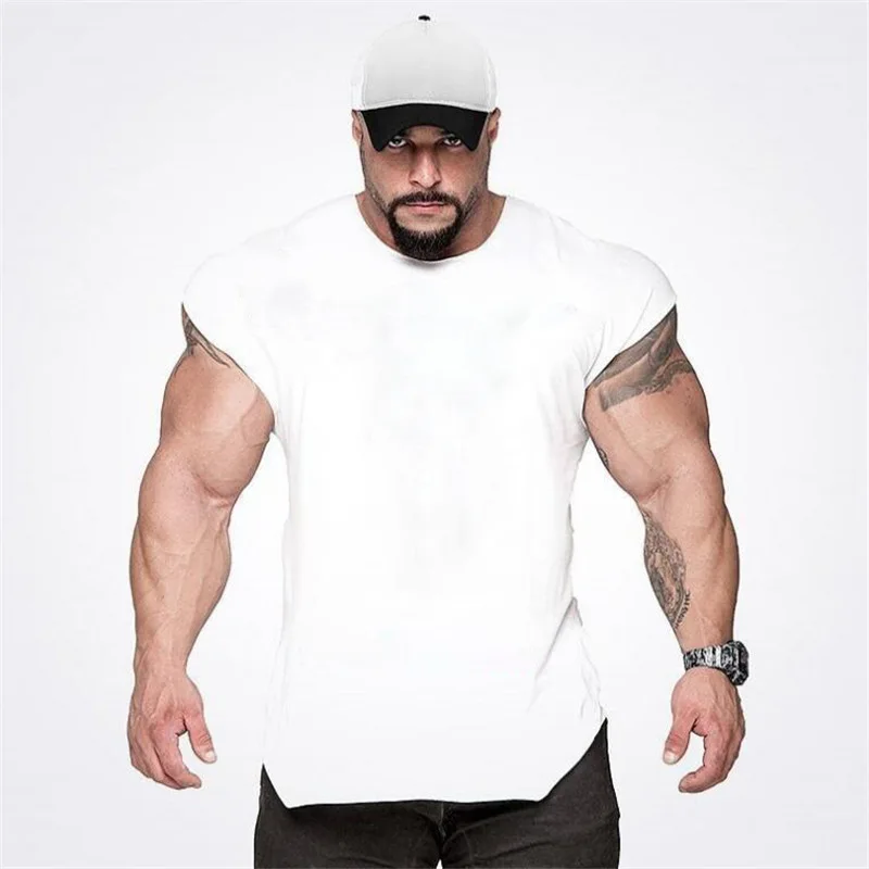 

Pure Color Mens Running Vest T-shirt Sleeveless Sports Fitness Thin Tanks