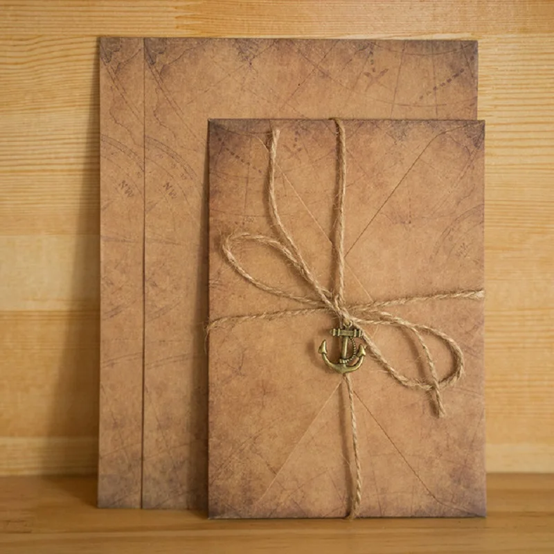 

New Arrival Vintage Kraft Paper Blank Envelopes with Letter Paper and Ropes Envelope Set Confession Letterhead