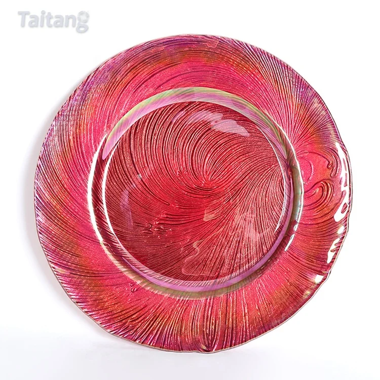 

Taitang Cixuan Wedding Decorations Red Plates New Elegant Luxury Charger Plate