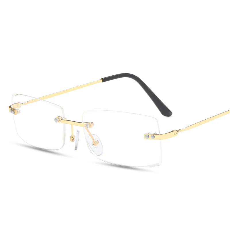 

Frameless sun glasses fashion small rectangle shades new trendy rimless sunglasses 2021 women, 10 colors or customized