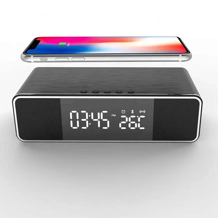 

Time Date Temperature display Wireless BT Speaker Smart Fast Phone Charging Alarm Clock Wireless Charger