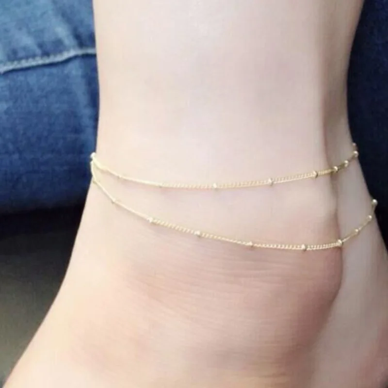 

Wholesale Double Chain 14K Anklets Gold Plated