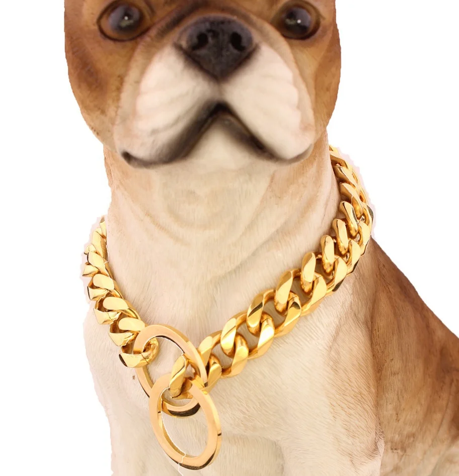 

Dog Chain Stainless Steel Titanium Steel Necklace Six-sided Grinding Chain Gold Necklace