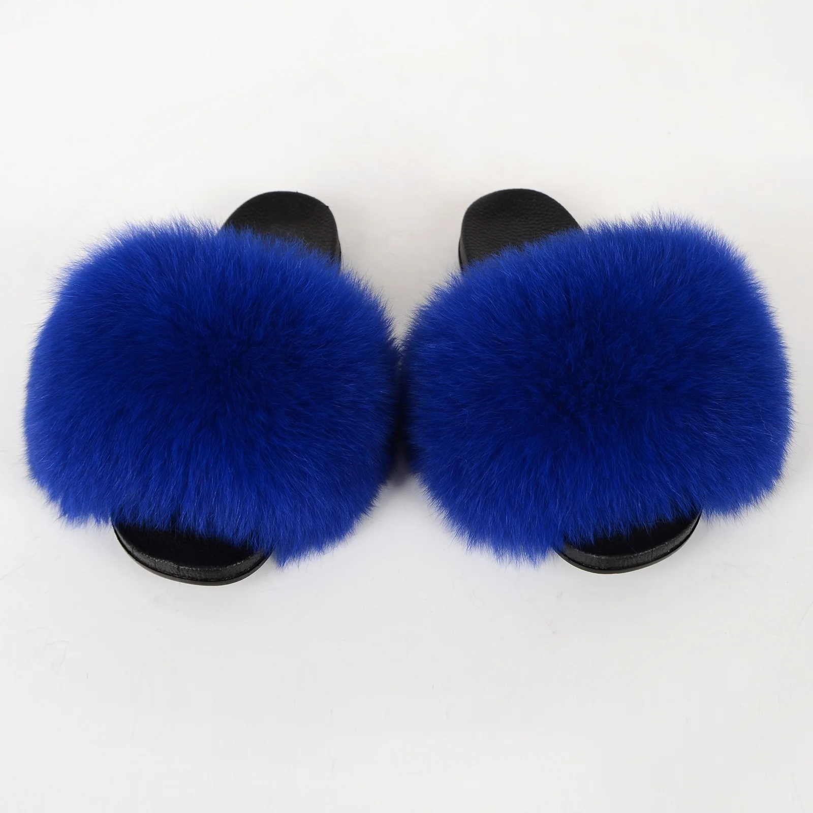 

Factory Hot Sell Women Ladies Fluffy Fur Slippers colorful Raccoon Fur Slides, Customized color