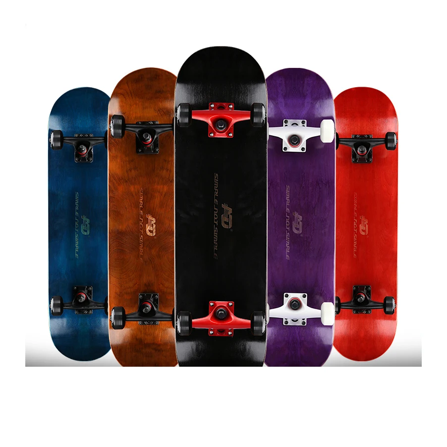 

7 layer maple wood deck skateboard with ABEC-9 608RS steel bearing stock no MOQ OEM accepted