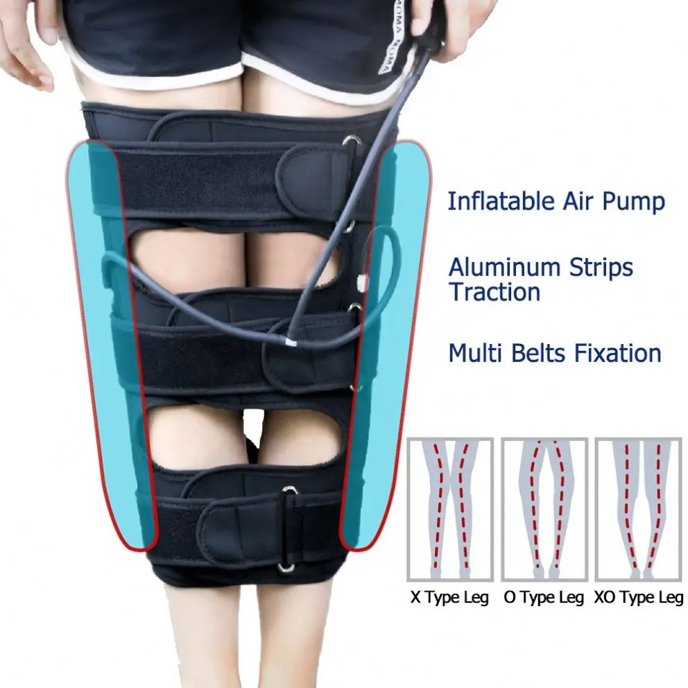 

High Quality Private Label OEM Bowed Legs Knee Valgum Straightening Posture Corrector Knee Belt For Adults Children, Black