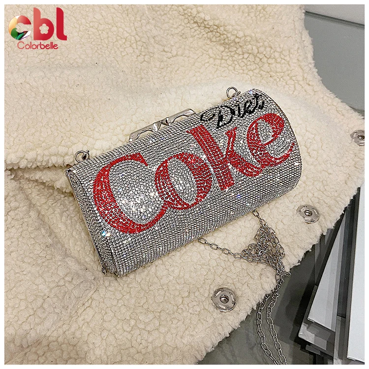 

Hot selling new arrival fashion design lced out evening bags purse handbag for women luxury clutch bag evening, Red, silver