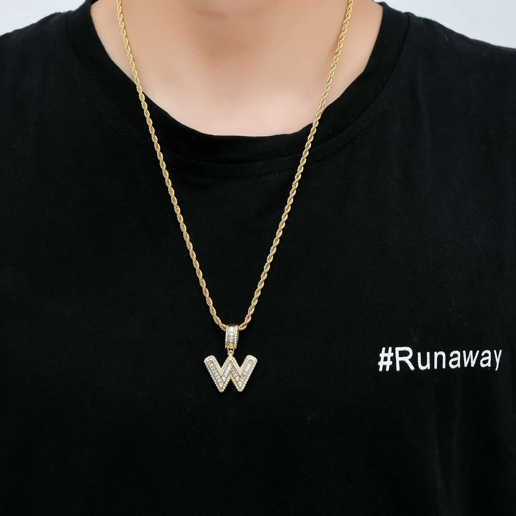 

Crystal 26 Alphabet Letter Pendant Customize Gold Plated Women Diamond Necklace Charms, Gold/silver