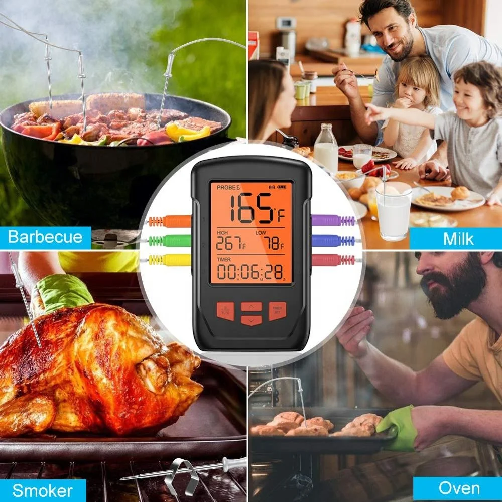 Bluetooth Meat Thermometer, Wireless Digital BBQ Cooking Thermometer for Oven Grill