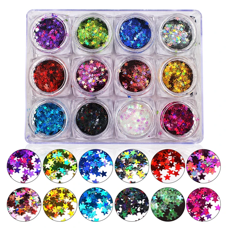 New design 12 Colors Laser Nail Art Sequin Autumn Spangles for Nail Decoration