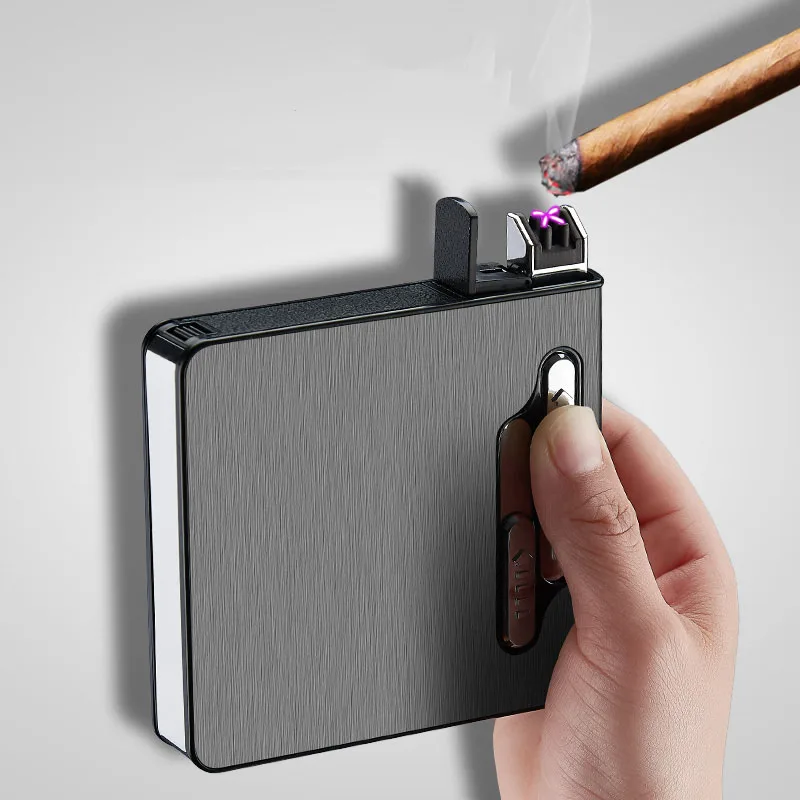 

Customized large capacity double arc windproof usb cigarette case lighter for Automatic bomb cigarettes, Mix color