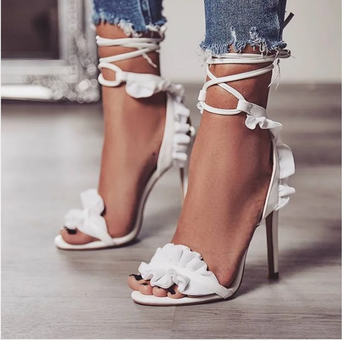 

c11475a big size women high heel shoes rope white sandals