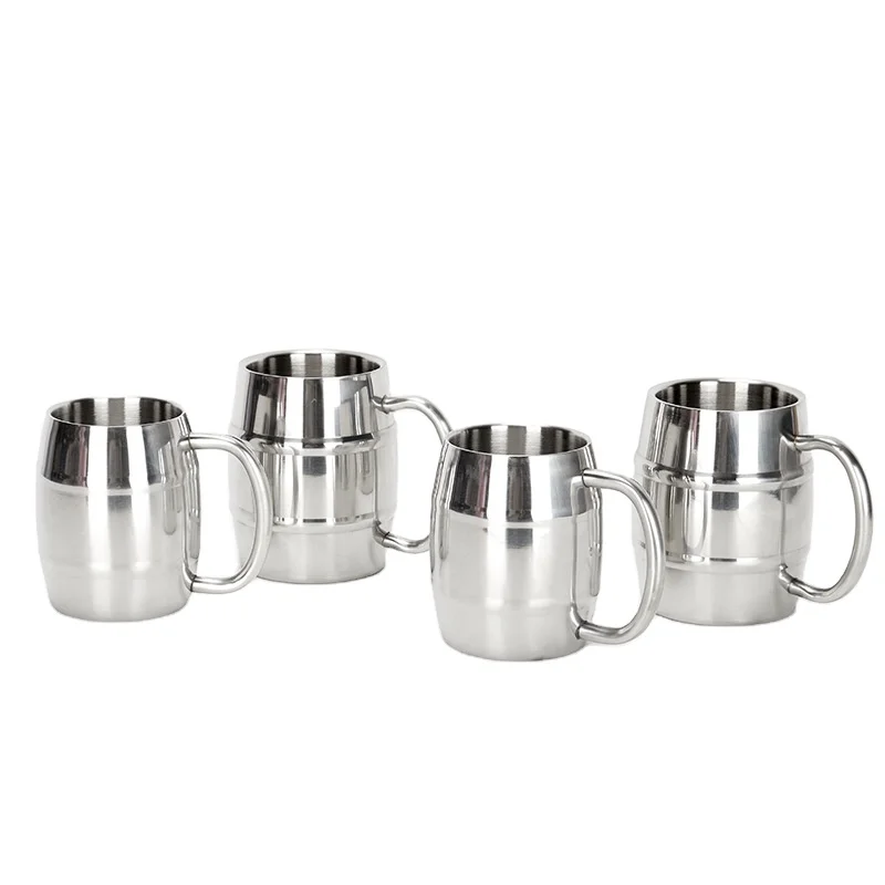

Double wall 18/8 Stainless Steel 500ML Wine Beer Mug With Handle