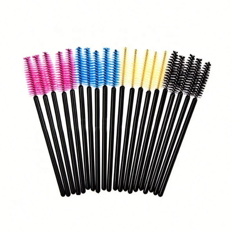 

50 PCS Disposable Mascara Wood Wands Applicator Nylon Cosmetic Brush