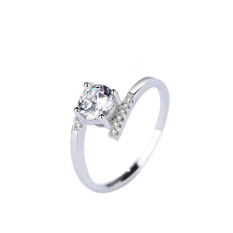 

Simple design 925 white gold cz engagement ring for women