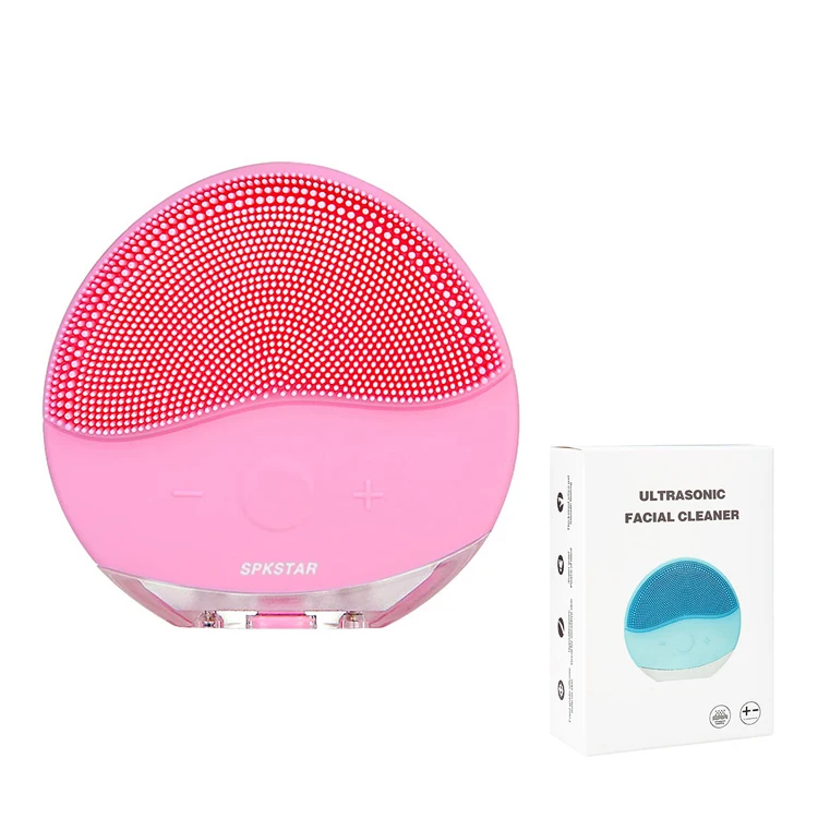 

2021 Usb Charging Mini Cleanser Waterproof Silicon Face Cleaner Electric Round Facial Cleaning Brush