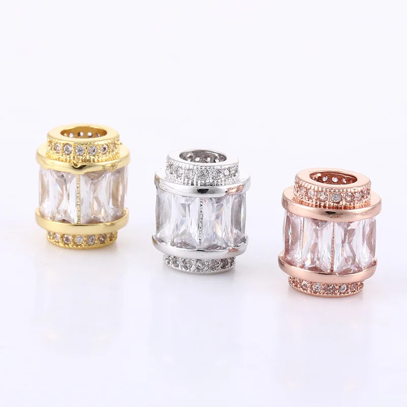

Environmental Brass Micro Pave Cubic Zirconia CZ Cylindrical Spacer Beads For Bracelet Necklace DIY Jewelry Accessories, Gold,silver, rose gold