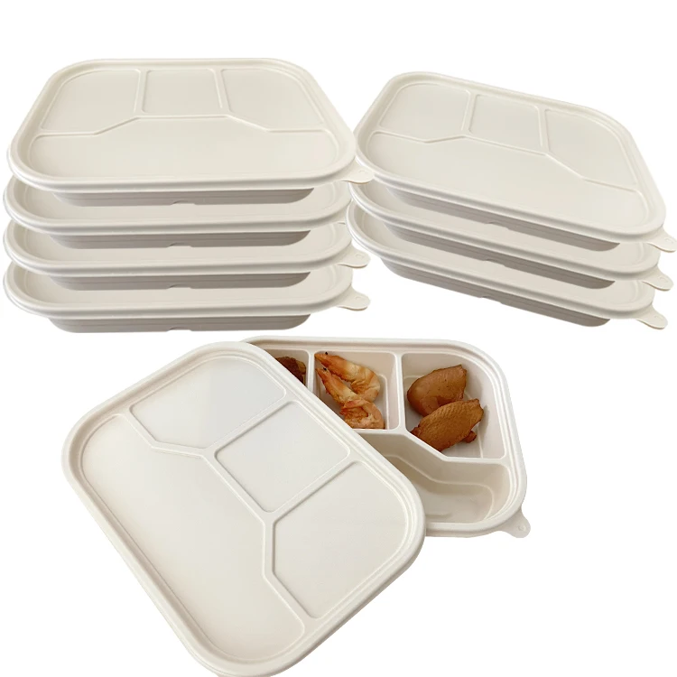 

Microwavable wheat straw 4 compartment catering plastic lunch box biodegradable food container