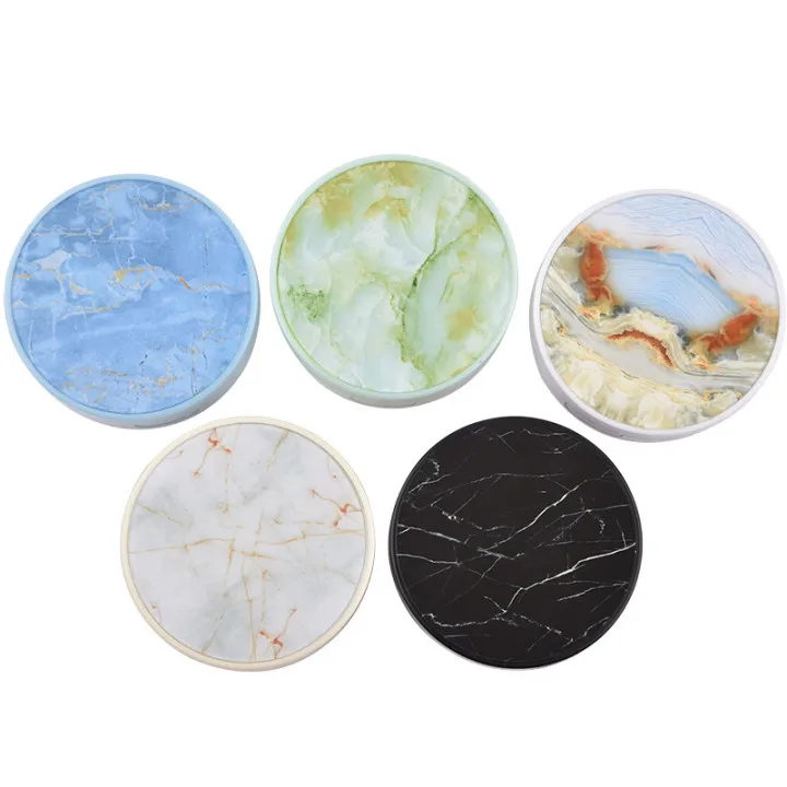 

Travel Marble Grain Eye Contact Lenses Round Contact Lens Case With Mirror, Picture