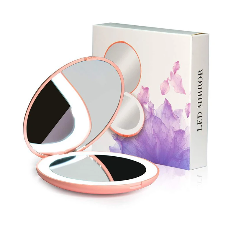 

Small Led Illuminating Acrylic Fancy Compact Makeup Mirror